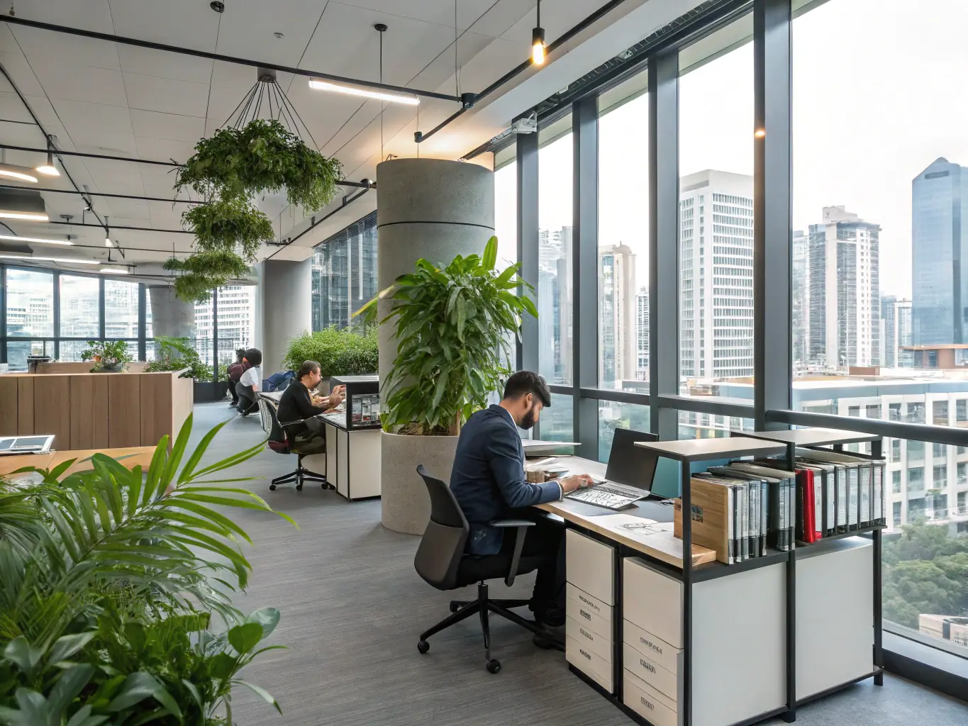 A professional photograph showcasing the Rebel Financial office, with a focus on a modern and collaborative workspace environment, emphasizing the company's innovative approach to wealth management.