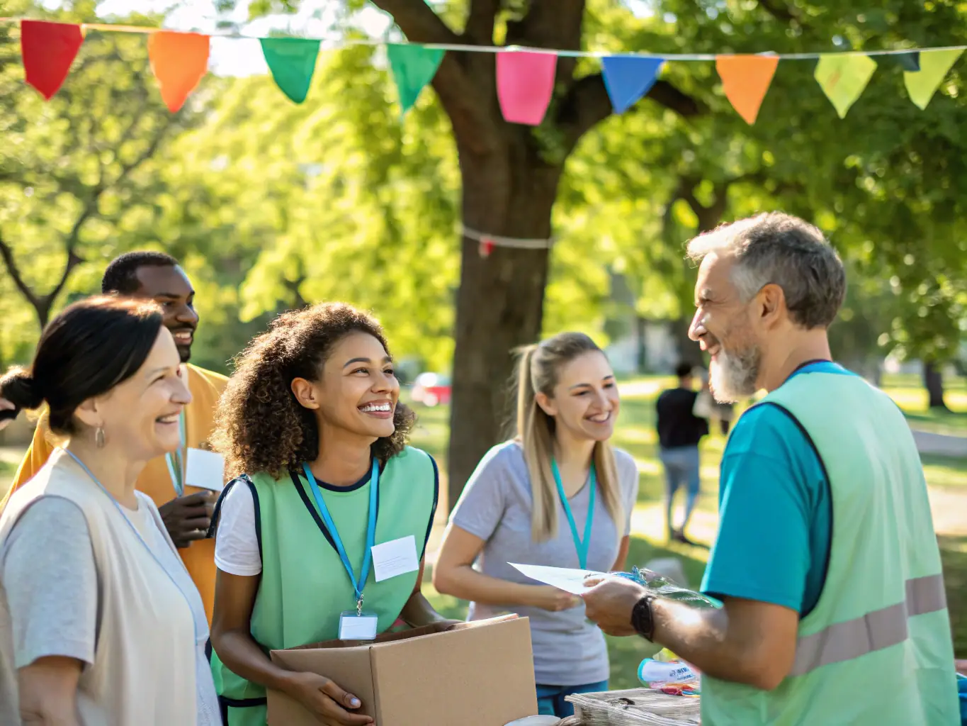 A heartwarming image of volunteers participating in a Rebel Financial Foundation event, assisting a local community with financial literacy and support.