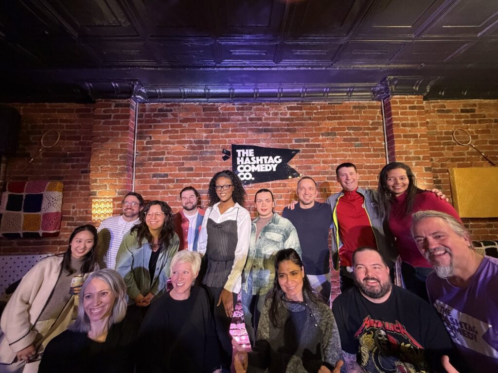 Phil Ratcliff with his improv class at The Hashtag Comedy Co., February 2026